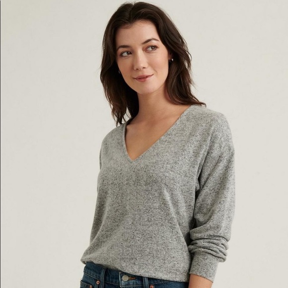 Lucky Brand Cloud Jersey V-Neck Tunic Sweater Gray - Picture 2 of 8